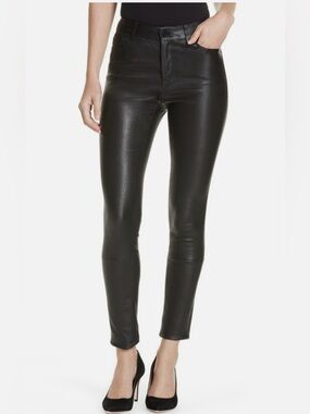Theory 5-Pocket Black Urban Stretch Leather Pants Size 10